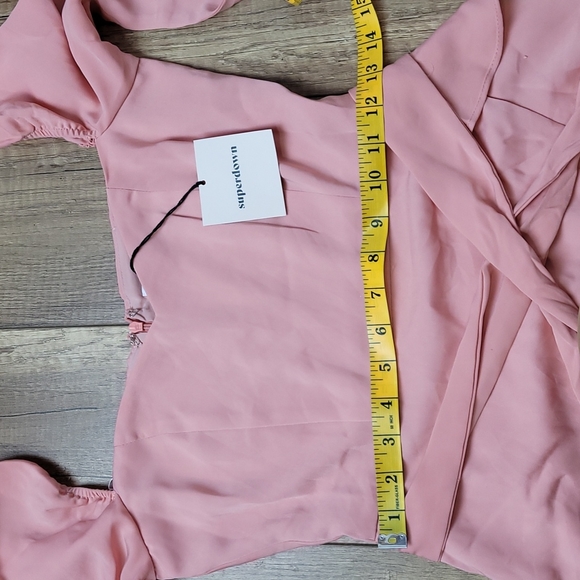 Superdown Blush Khloe Ruffle Puff Sleeve Mini tie Dress whimsical Feminine xs - Picture 9 of 16